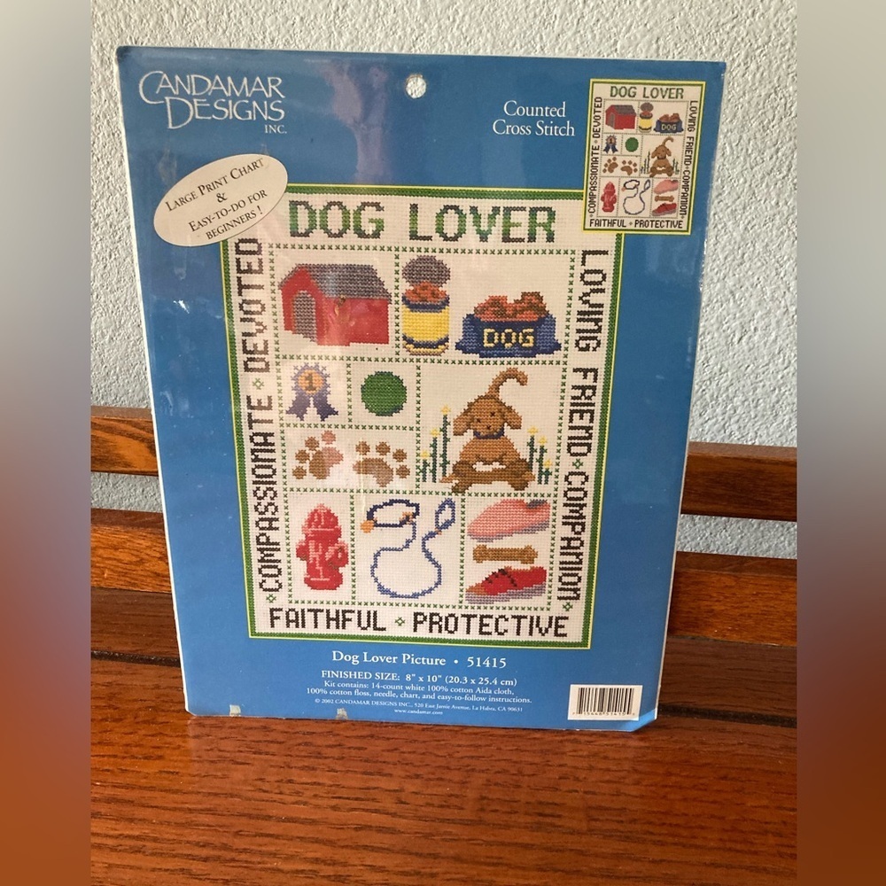 Candamar Designs Inc DOG Lover Picture COUNTED CROSS STITCH Kit Instruments New